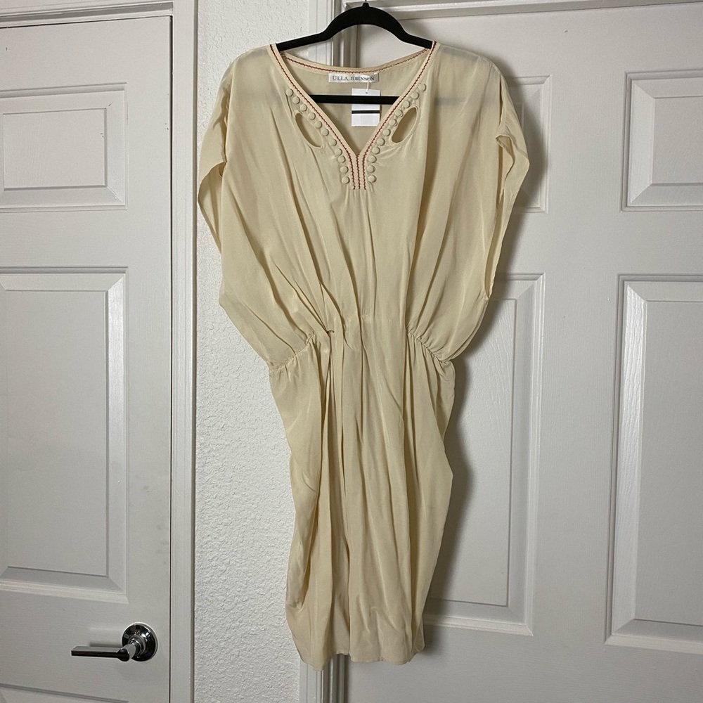 Sold-Ulla Johnson Silk Peasant Cutout Blouson Dress 10 - Picture 4 of 10